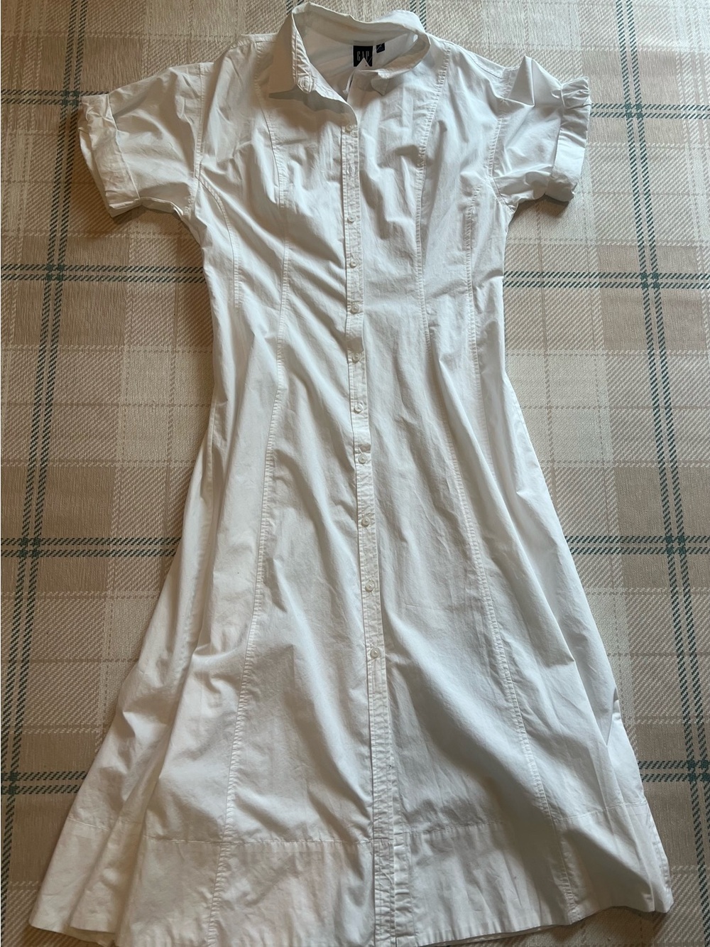 GAP White Short-Sleeve Button-Front Shirt Dress